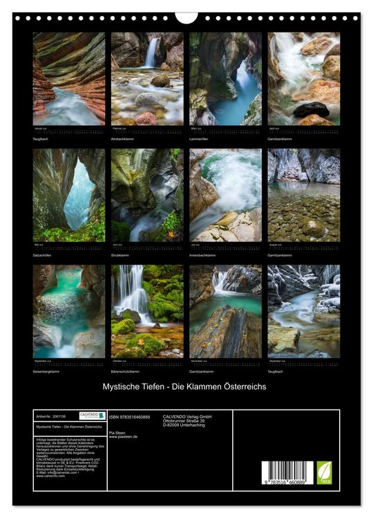 Produktbild: Mystische Tiefen - Die Klammen &Ouml;sterreichs (Wandkalender 2026 DIN A3 hoch), CALVENDO Monatskalender