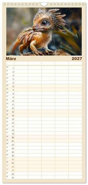 Produktbild: Familienplaner 2027 - Dino-Babys mit 5 Spalten (Wandkalender, 21 x 45 cm) CALVENDO