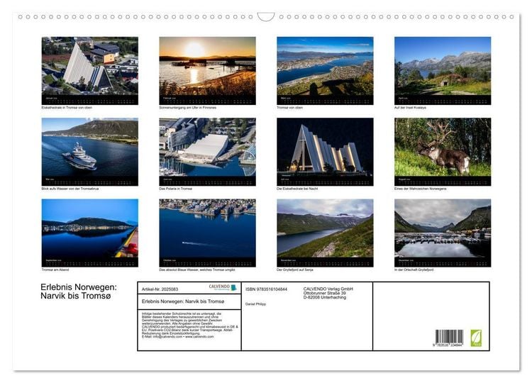 Produktbild: Erlebnis Norwegen: Narvik bis Troms&oslash; (Wandkalender 2026 DIN A2 quer), CALVENDO Monatskalender
