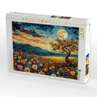 Produktbild: CALVENDO Puzzle Romantische Blumenlandschaften unter n&auml;chtlichem Himmel | 1000 Teile Lege-Gr&ouml;&szlig;e 64x48cm Foto-Puzzle f&uuml;r gl&uuml;ckliche Stunden