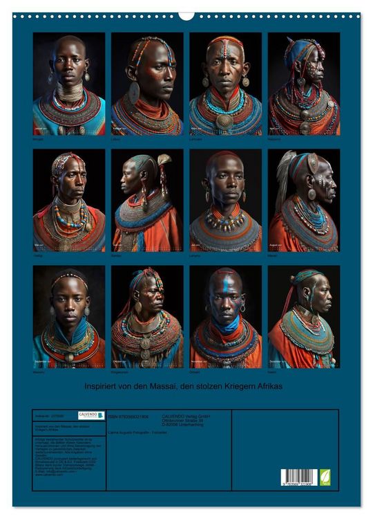 Produktbild: Inspiriert von den Massai, den stolzen Kriegern Afrikas (Wandkalender 2027 DIN A2 hoch), CALVENDO Monatskalender