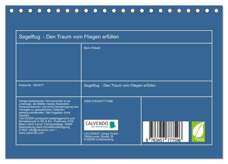 Produktbild: Segelflug - Den Traum vom Fliegen erf&uuml;llen (Tischkalender 2026 DIN A5 quer), CALVENDO Monatskalender