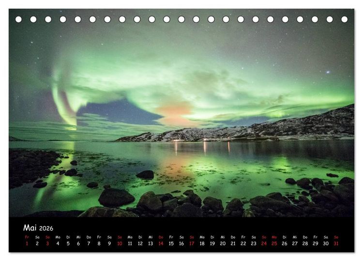 Produktbild: Nordlichtkalender (Tischkalender 2026 DIN A5 quer), CALVENDO Monatskalender