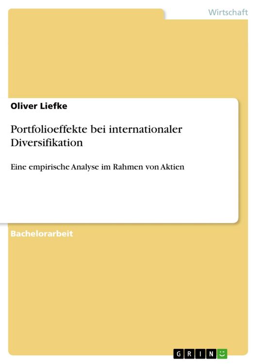 Produktbild: Portfolioeffekte bei internationaler Diversifikation