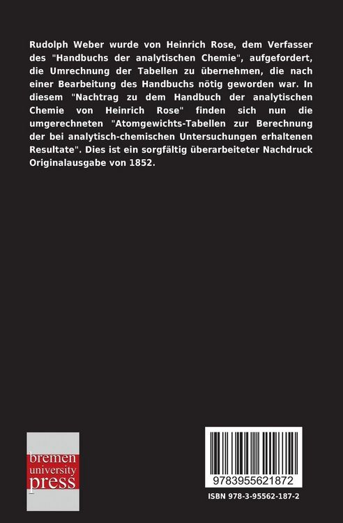 Produktbild: Nachtrag zu dem Handbuche der analytischen Chemie von Heinrich Rose