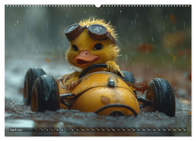 Produktbild: Tierische Rennfahrer - Mit Tieren im Oldtimer durch das Jahr (hochwertiger Premium Wandkalender 2026 DIN A2 quer), Kunstdruck in Hochglanz