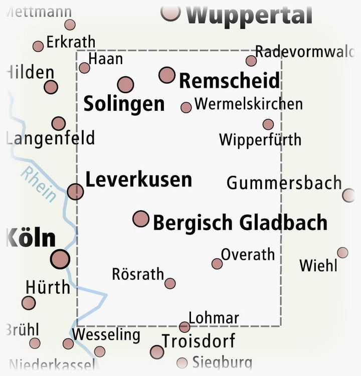 Produktbild: Bergisches Land, Solingen - Remscheid - Bergisch Gladbach 1:50 000