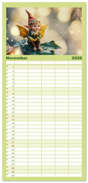 Produktbild: Familienplaner 2026 - Niedliche Naturwesen mit 5 Spalten (Wandkalender, 21 x 45 cm) CALVENDO