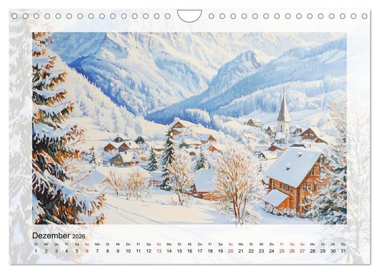 Produktbild: Zauber der Berge. Malerische Naturwunder in &Ouml;loptik (Wandkalender 2026 DIN A4 quer), CALVENDO Monatskalender