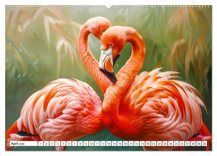 Produktbild: Ein Herz f&uuml;r Flamingos (hochwertiger Premium Wandkalender 2026 DIN A2 quer), Kunstdruck in Hochglanz