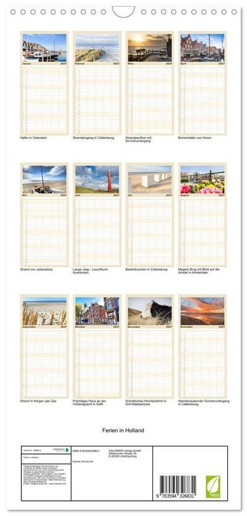 Produktbild: Familienplaner 2027 - Ferien in Holland mit 5 Spalten (Wandkalender, 21 x 45 cm) CALVENDO