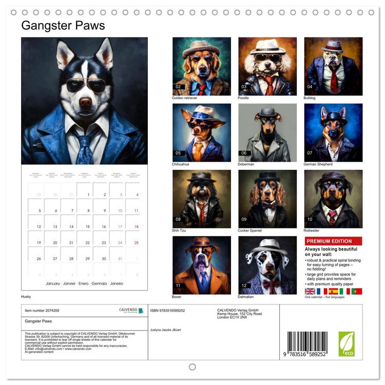 Produktbild: Gangster Paws (Wall Calendar 2026 12 &times; 12 Inch) CALVENDO 12 Month Wall Calendar