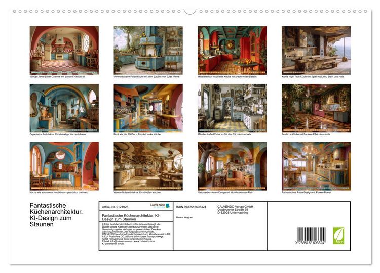 Produktbild: Fantastische K&uuml;chenarchitektur. KI-Design zum Staunen (hochwertiger Premium Wandkalender 2026 DIN A2 quer), Kunstdruck in Hochglanz