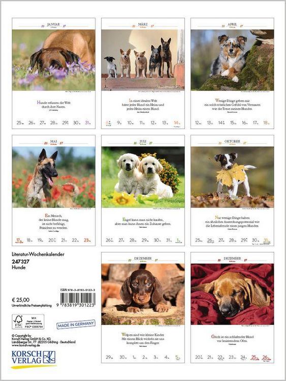 Produktbild: Literaturkalender Hunde 2027