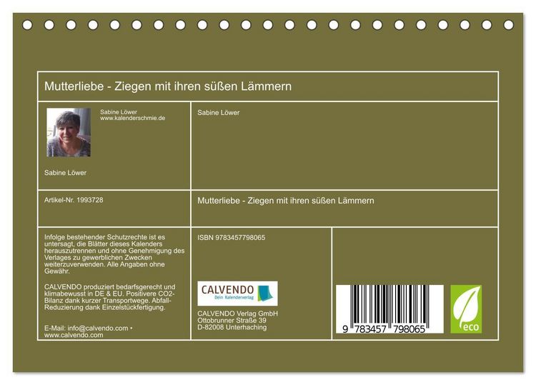 Produktbild: Mutterliebe - Ziegen mit ihren s&uuml;&szlig;en L&auml;mmern (Tischkalender 2026 DIN A5 quer), CALVENDO Monatskalender