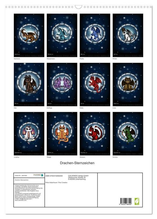 Produktbild: Drachen-Sternzeichen (Wandkalender 2026 DIN A2 hoch), CALVENDO Monatskalender