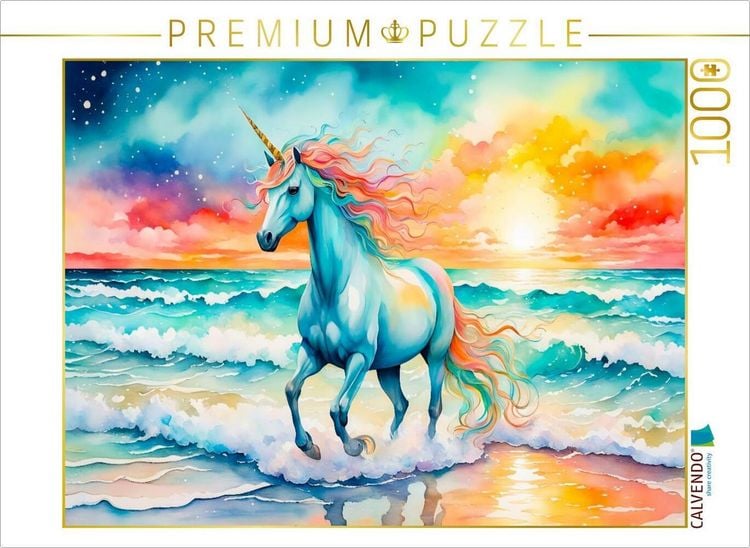 Produktbild: CALVENDO Puzzle Einhorn am magischen Meeresstrand | 1000 Teile Lege-Gr&ouml;&szlig;e 64x48cm Foto-Puzzle f&uuml;r gl&uuml;ckliche Stunden