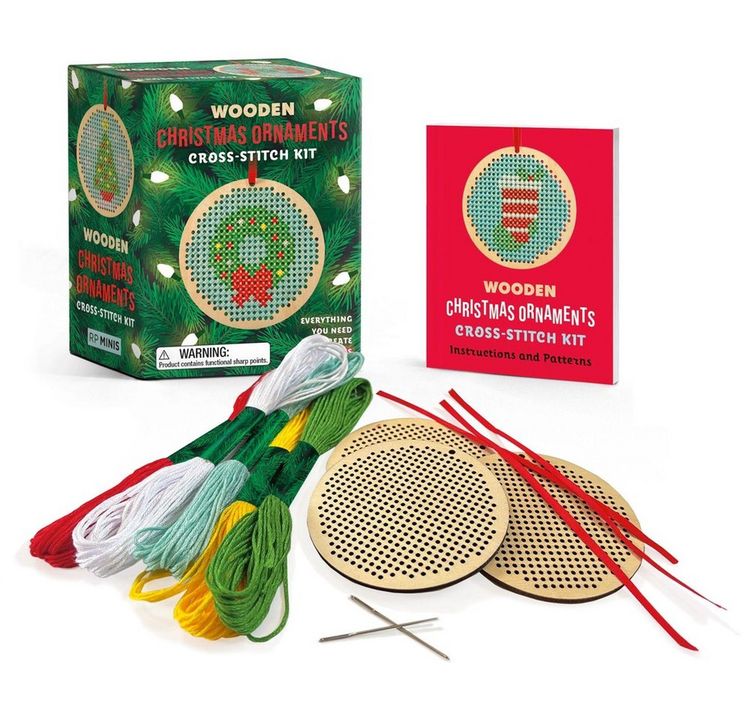 Produktbild: Wooden Christmas Ornaments Cross-Stitch Kit