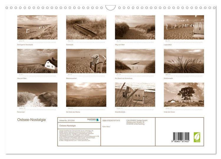 Produktbild: Ostsee-Nostalgie (Wandkalender 2026 DIN A3 quer), CALVENDO Monatskalender