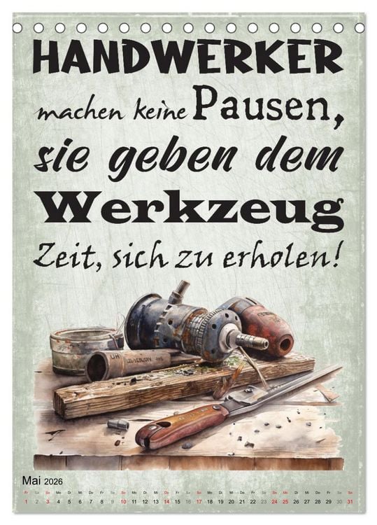 Produktbild: Handwerker Spr&uuml;che (Tischkalender 2026 DIN A5 hoch), CALVENDO Monatskalender