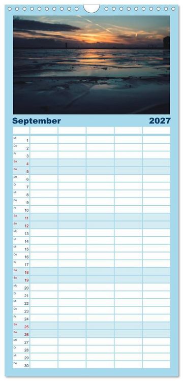 Produktbild: Familienplaner 2027 - Abendlicht &uuml;ber der Nordsee mit 5 Spalten (Wandkalender, 21 x 45 cm) CALVENDO