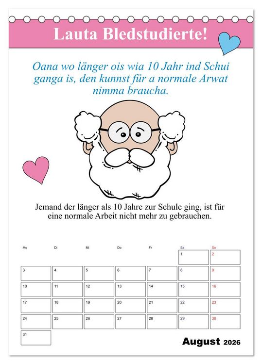 Produktbild: So a Schmarrn! Bairische Mundart (Tischkalender 2026 DIN A5 hoch), CALVENDO Monatskalender