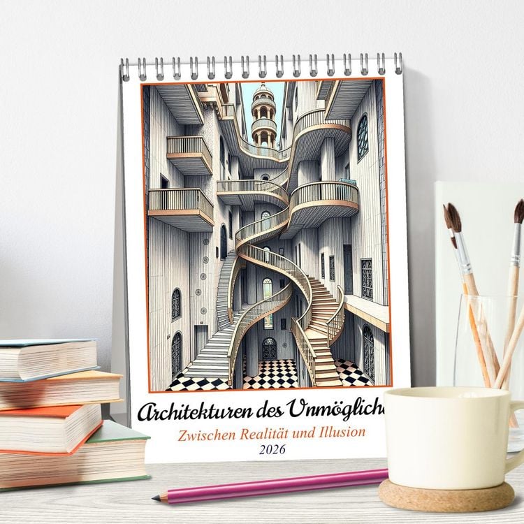 Produktbild: Architekturen des Unm&ouml;glichen - Zwischen Realit&auml;t und Illusion (Tischkalender 2026 DIN A5 hoch), CALVENDO Monatskalender