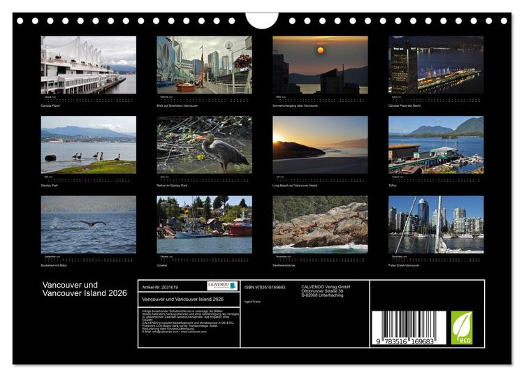 Produktbild: Vancouver und Vancouver Island 2026 (Wandkalender 2026 DIN A4 quer), CALVENDO Monatskalender