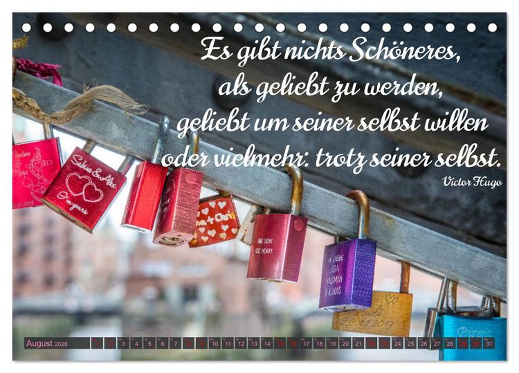Produktbild: Liebesschl&ouml;sser, Ich liebe Dich (Tischkalender 2026 DIN A5 quer), CALVENDO Monatskalender