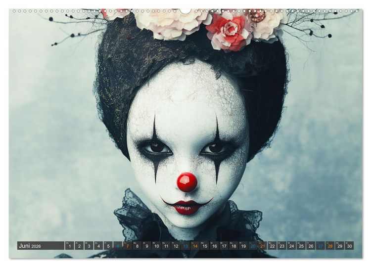 Produktbild: Clowniversum - Wo die Masken Geschichten erz&auml;hlen (Wandkalender 2026 DIN A2 quer), CALVENDO Monatskalender