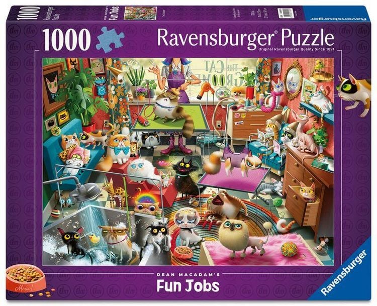 Produktbild: Erwachsenenpuzzle 1000 Teile - Dean MacAdam: Der Katzenfriseur