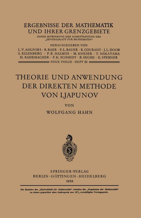 Produktbild: Theorie und Anwendung der direkten Methode von Ljapunov