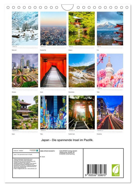 Produktbild: Japan - Die spannende Insel im Pazifik. (Wandkalender 2026 DIN A4 hoch), CALVENDO Monatskalender