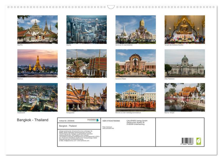 Produktbild: Bangkok - Thailand (Wandkalender 2026 DIN A2 quer), CALVENDO Monatskalender