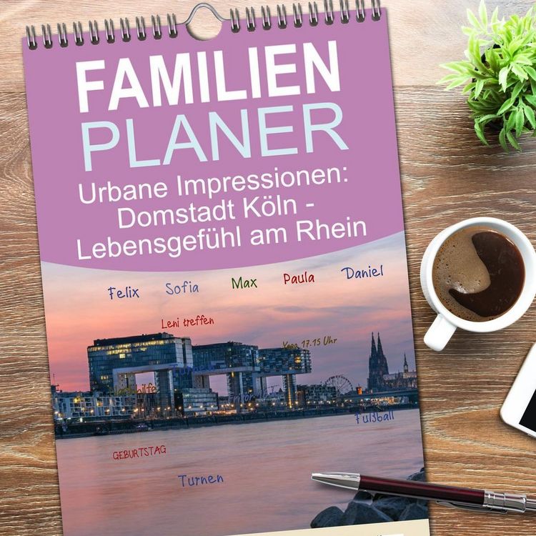 Produktbild: Familienplaner 2026 - Urbane Impressionen: Domstadt K&ouml;ln - Lebensgef&uuml;hl am Rhein mit 5 Spalten (Wandkalender, 21 x 45 cm) CALVENDO