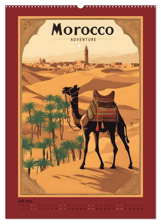 Produktbild: Exotic Travel Poster - nostalgische Abenteuerreisen um die Welt (Wandkalender 2026 DIN A2 hoch), CALVENDO Monatskalender