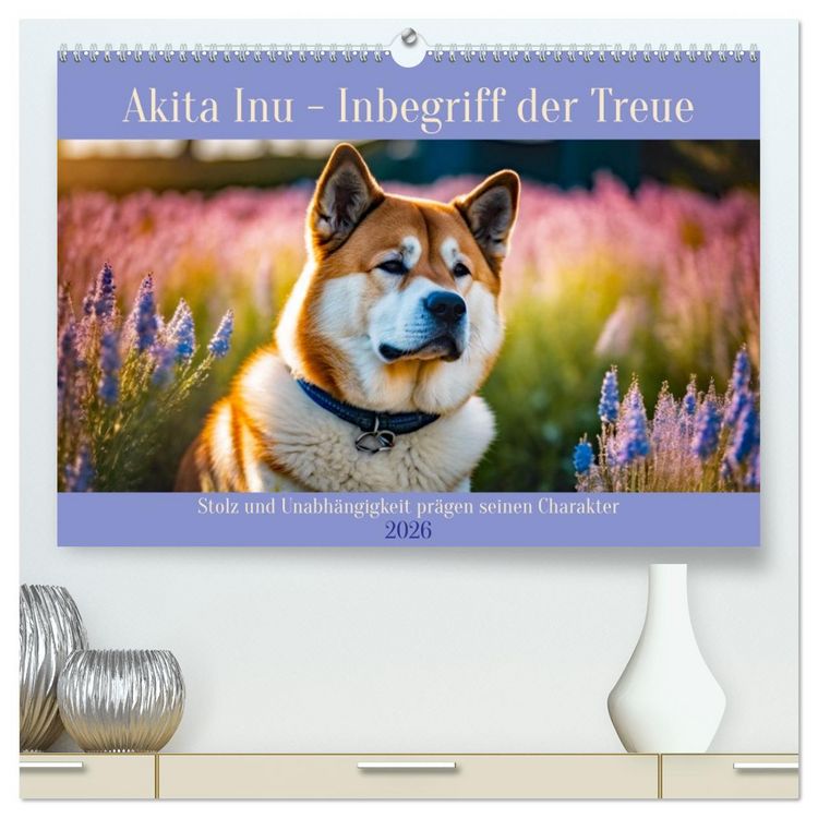 Produktbild: Akita Inu - Inbegriff der Treue (hochwertiger Premium Wandkalender 2026 DIN A2 quer), Kunstdruck in Hochglanz