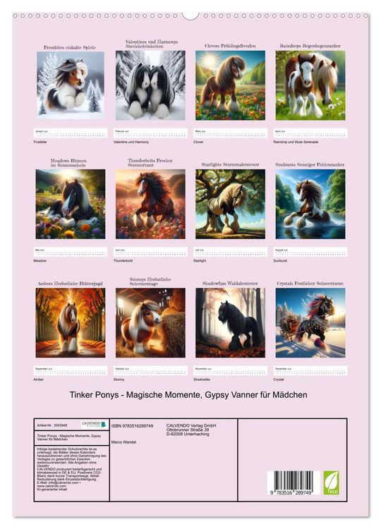 Produktbild: Tinker Ponys - Magische Momente, Gypsy Vanner f&uuml;r M&auml;dchen (hochwertiger Premium Wandkalender 2026 DIN A2 hoch), Kunstdruck in Hochglanz