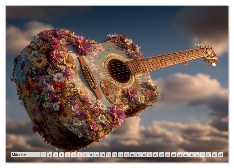 Produktbild: Saitenzauber &ndash; Gitarren im Bilderklang (Wandkalender 2026 DIN A2 quer), CALVENDO Monatskalender