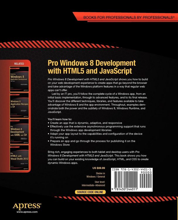 Produktbild: Pro Windows 8 Development with HTML5 and JavaScript