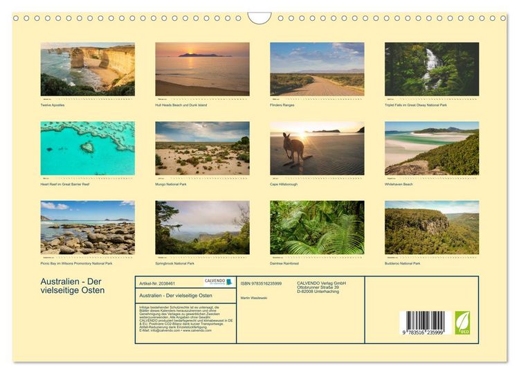 Produktbild: Australien - Der vielseitige Osten (Wandkalender 2026 DIN A3 quer), CALVENDO Monatskalender