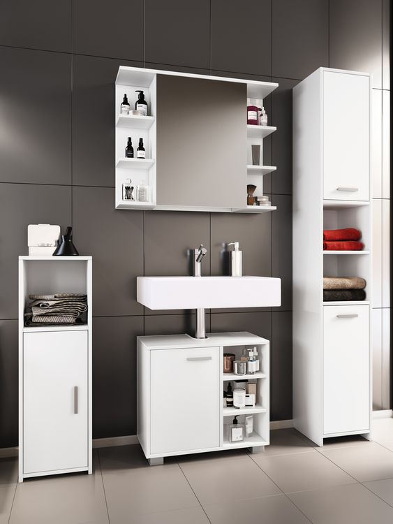 Produktbild: 4-tlg. Komplett Badm&ouml;bel Badschrank Set Zalo I