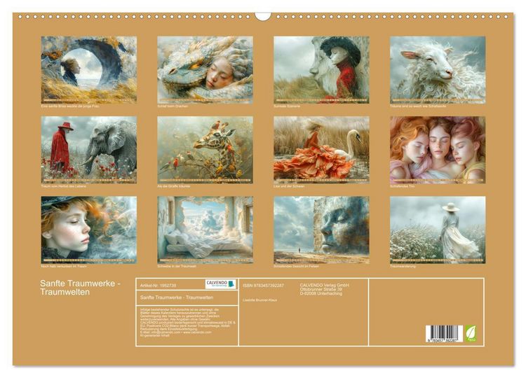 Produktbild: Sanfte Traumwerke - Traumwelten (Wandkalender 2026 DIN A2 quer), CALVENDO Monatskalender