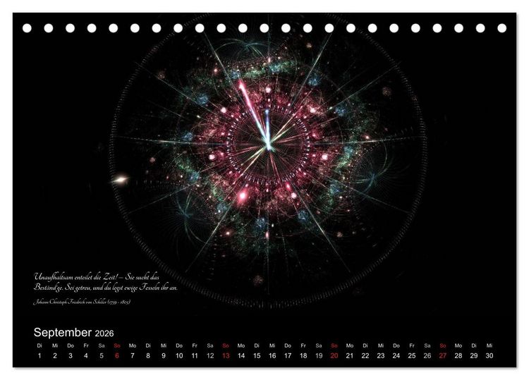 Produktbild: Zeit 2026 - Grafiken und Zitate (Tischkalender 2026 DIN A5 quer), CALVENDO Monatskalender