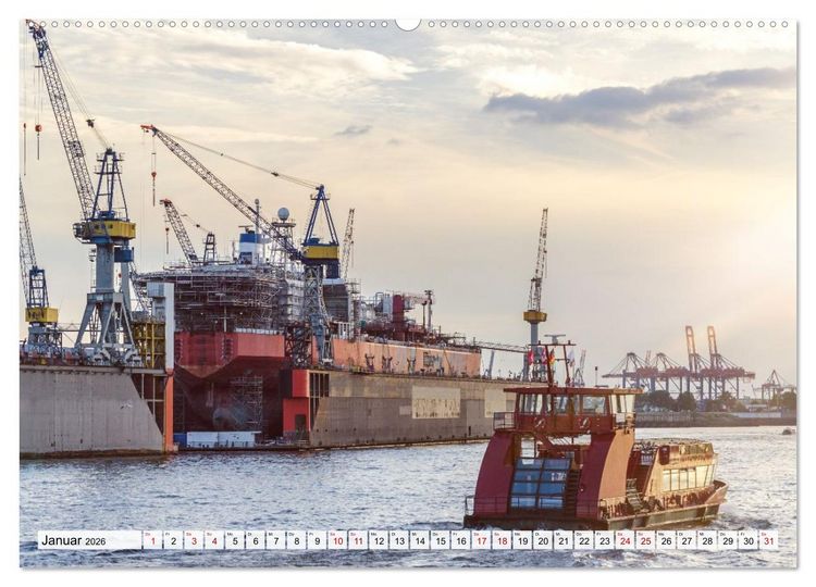Produktbild: Moin Hamburg - Durch das Jahr an der Elbe (hochwertiger Premium Wandkalender 2026 DIN A2 quer), Kunstdruck in Hochglanz