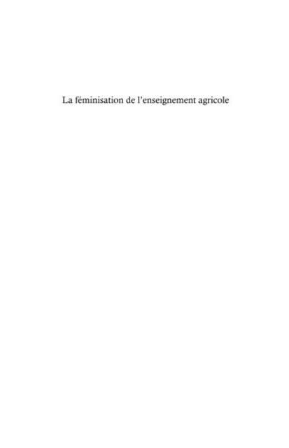 Produktbild: La feminisation de l'enseignement agricole