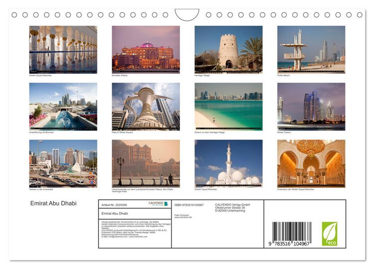 Produktbild: Emirat Abu Dhabi (Wandkalender 2026 DIN A4 quer), CALVENDO Monatskalender