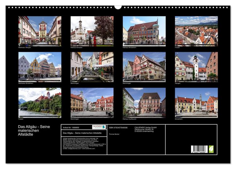 Produktbild: Das Allg&auml;u - Seine malerischen Altst&auml;dte (Wandkalender 2026 DIN A2 quer), CALVENDO Monatskalender