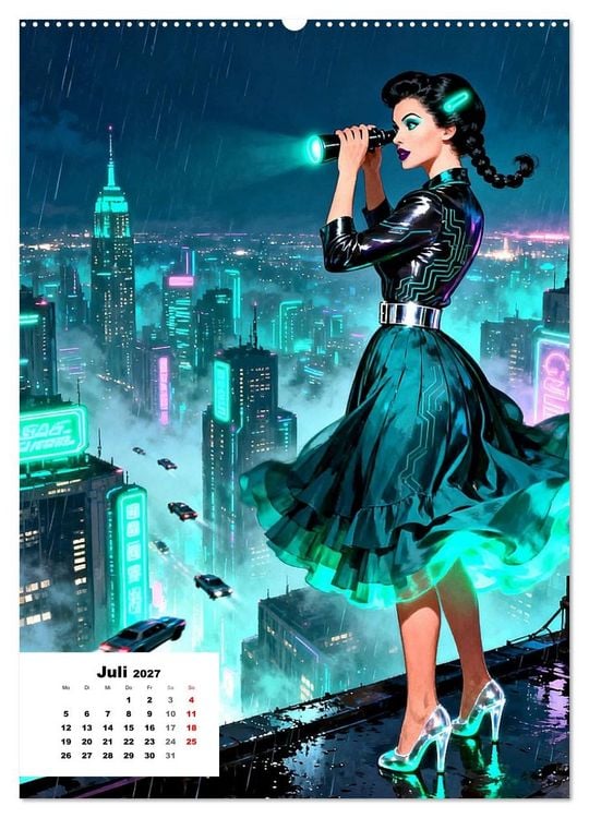 Produktbild: Neon-Girls (hochwertiger Premium Wandkalender 2027 DIN A2 hoch), Kunstdruck in Hochglanz