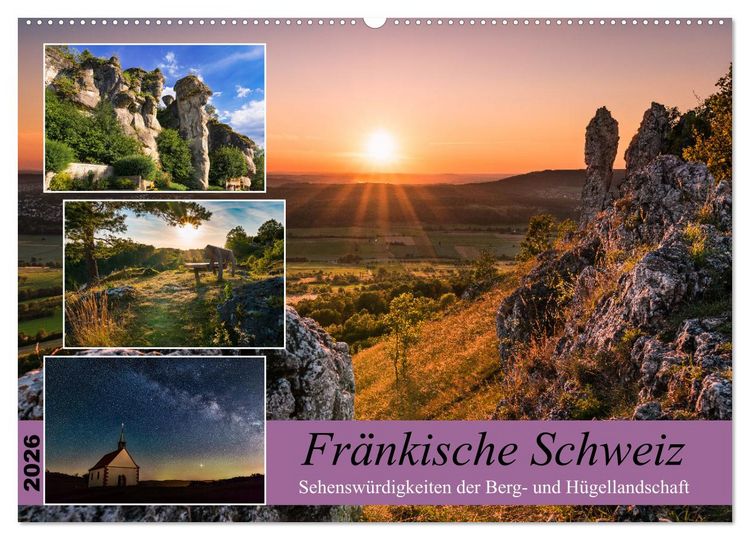 Produktbild: Fr&auml;nkische Schweiz - Sehensw&uuml;rdigkeiten der Berg- und H&uuml;gellandschaft (Wandkalender 2026 DIN A2 quer), CALVENDO Monatskalender